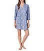 Lauren Ralph Lauren Classic Notch Collar 3/4 Sleeve Button-Front Paisley Print Nightshirt - Image 4