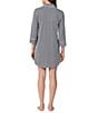 Lauren Ralph Lauren Classic Notch Collar 3/4 Sleeve Striped Cotton Nightshirt - Image 2