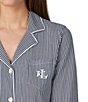 Lauren Ralph Lauren Classic Notch Collar 3/4 Sleeve Striped Cotton Nightshirt - Image 3