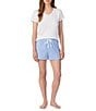 Lauren Ralph Lauren Classic Woven Drawstring Elastic Waist Patch Pocket Logo Embroidered Striped Sleep Shorts - Image 4