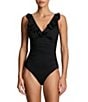 Lauren Ralph Lauren Core Solid Ruffle Underwire One Piece Swimsuit - Image 4