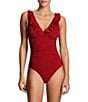 Lauren Ralph Lauren Core Solid Ruffle Underwire One Piece Swimsuit - Image 4