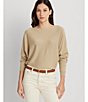 Color:Birch Tan - Image 5 - Knit Cotton Blend Boat Neck Long Sleeve Sweater