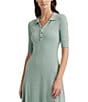 Color:Soft Laurel - Image 3 - Cotton Blend Collared Neckline Midi Dress