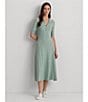Color:Soft Laurel - Image 4 - Cotton Blend Collared Neckline Midi Dress