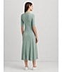 Color:Soft Laurel - Image 6 - Cotton Blend Collared Neckline Midi Dress