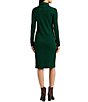 Color:Season Green - Image 2 - Cotton Blend Turtleneck Long Sleeve Sheath Dress