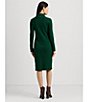 Color:Season Green - Image 5 - Cotton Blend Turtleneck Long Sleeve Sheath Dress