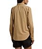 Lauren Ralph Lauren Cotton Point Collar Long Sleeves Button Front Shirt, Color:Birch Tan - Image 2