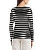 Color:Black/White - Image 6 - Cotton Stripe Crew Neck Long Sleeve Slim Fit Top