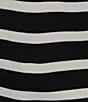 Color:Black/White - Image 4 - Cotton Stripe Crew Neck Long Sleeve Slim Fit Top
