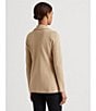 Color:Birch Tan - Image 6 - Notch Lapel Long Sleeve Cotton Knit Blazer