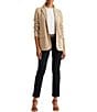 Color:Birch Tan - Image 3 - Notch Lapel Long Sleeve Cotton Knit Blazer