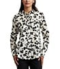 Color:Cream/Black - Image 1 - Courtenay Long Sleeve Point Collar Button Front Blouse