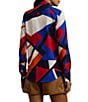 Lauren Ralph Lauren Crepe de Chine Abstract Print Point Collar Long Sleeve Button-Front Shirt, Color:Blue Multi - Image 2