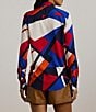 Lauren Ralph Lauren Crepe de Chine Abstract Print Point Collar Long Sleeve Button-Front Shirt, Color:Blue Multi - Image 5