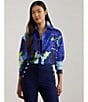 Lauren Ralph Lauren Crepe de Chine Abstract Print Point Collar Long Sleeve Coordinating Button Front Shirt, Color:Blue Multi - Image 4