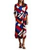 Lauren Ralph Lauren Crepe de Chine Printed Point Collar Long Sleeve Button-Front Self-Tie Waist Midi Shirtdress, Color:Blue Multi - Image 1