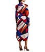 Lauren Ralph Lauren Crepe de Chine Printed Point Collar Long Sleeve Button-Front Self-Tie Waist Midi Shirtdress, Color:Blue Multi - Image 2