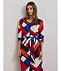 Lauren Ralph Lauren Crepe de Chine Printed Point Collar Long Sleeve Button-Front Self-Tie Waist Midi Shirtdress, Color:Blue Multi - Image 4