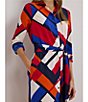 Lauren Ralph Lauren Crepe de Chine Printed Point Collar Long Sleeve Button-Front Self-Tie Waist Midi Shirtdress, Color:Blue Multi - Image 6