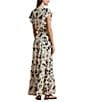 Lauren Ralph Lauren Crinkle Georgette Floral Print V-Neck Cap Sleeve Maxi A-Line Dress, Color:Cream/Black - Image 2