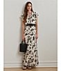 Lauren Ralph Lauren Crinkle Georgette Floral Print V-Neck Cap Sleeve Maxi A-Line Dress, Color:Cream/Black - Image 5