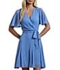 Lauren Ralph Lauren Crinkle Georgette Surplice Neck Flutter Sleeve Tie Waist Dress - Image 6