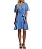 Lauren Ralph Lauren Crinkle Georgette V-Neck Short Flutter Sleeve Wrap Mini Dress - Image 1