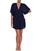 Color:Dark Navy - Image 1 - Crinkled Tunic Cover-Up