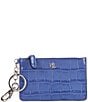 Lauren Ralph Lauren Croc-Embossed Leather Zip Card Case, Color:Blue Lapis - Image 1