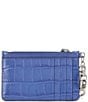 Lauren Ralph Lauren Croc-Embossed Leather Zip Card Case, Color:Blue Lapis - Image 2