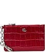 Lauren Ralph Lauren Croc-Embossed Leather Zip Card Case, Color:Red - Image 1