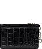 Lauren Ralph Lauren Croc-Embossed Leather Zip Card Case, Color:Black - Image 2