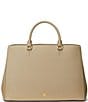 Lauren Ralph Lauren Crosshatch Leather Large Hanna Satchel Bag, Color:Tan - Image 1