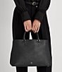 Color:Black - Image 6 - Crosshatch Leather Large Hanna Satchel Bag