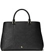 Color:Black - Image 1 - Crosshatch Leather Large Hanna Satchel Bag