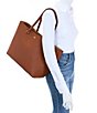 Lauren Ralph Lauren Crosshatch Leather Large Karly Tote Bag, Color:Lauren Tan - Image 5