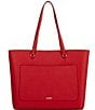 Lauren Ralph Lauren Crosshatch Leather Large Karly Tote Bag, Color:Bright Red - Image 2