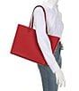 Lauren Ralph Lauren Crosshatch Leather Large Karly Tote Bag, Color:Bright Red - Image 4