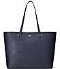 Color:Navy - Image 1 - Crosshatch Leather Large Karly Tote Bag