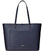 Color:Navy - Image 2 - Crosshatch Leather Large Karly Tote Bag
