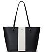 Color:Black/Soft White - Image 1 - Crosshatch Leather Medium Karly Tote Bag