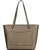 Lauren Ralph Lauren Crosshatch Leather Medium Metallic Karly Tote Bag, Color:Pewter - Image 2