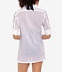 Color:White - Image 2 - Crushed Cotton Short Sleeve Swim Cover-Up Camp Shirt