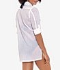 Color:White - Image 3 - Crushed Cotton Short Sleeve Swim Cover-Up Camp Shirt