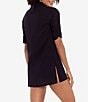 Color:Black - Image 3 - Crushed Cotton Short Sleeve Swim Cover-Up Camp Shirt