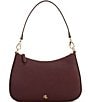 Lauren Ralph Lauren Danni 26 Medium Crosshatch Leather Shoulder Bag, Color:Dark Red - Image 1