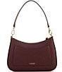 Lauren Ralph Lauren Danni 26 Medium Crosshatch Leather Shoulder Bag, Color:Dark Red - Image 2