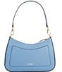 Color:Pale Azure - Image 2 - Danni 26 Crosshatch Leather Medium Shoulder Bag